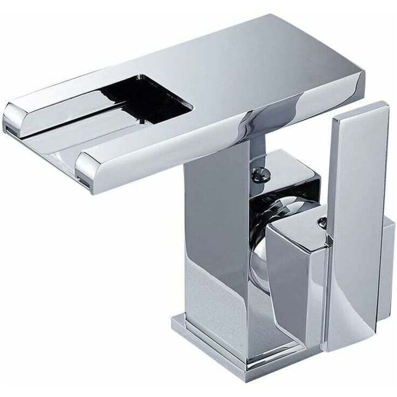 foto del prodotto rubinetto del bagno a cascata led rubinetto del bagno per lavabo a cascata caldo freddo da appoggio nero argento 