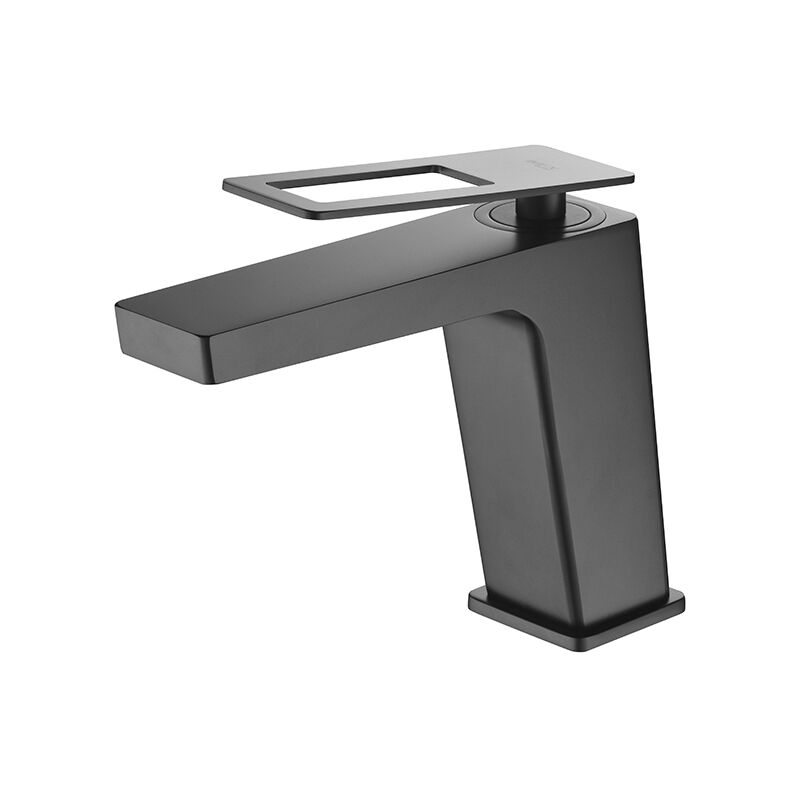foto del prodotto rubinetto del lavabo monocomando modello suecia bocca bassa colore nero finitura opaca imex