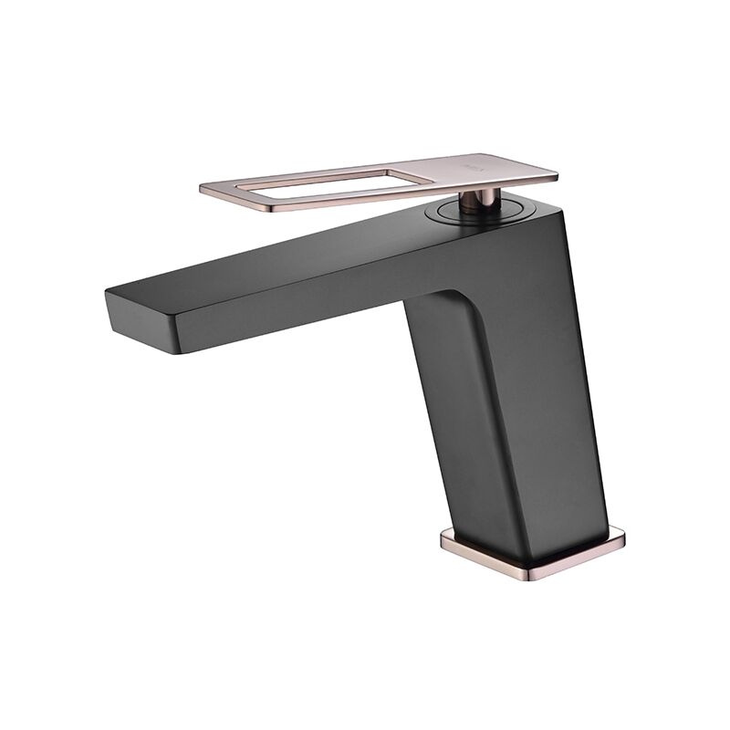 foto del prodotto rubinetto del lavandino monocomando modello svezia becco basso colore nero imex 