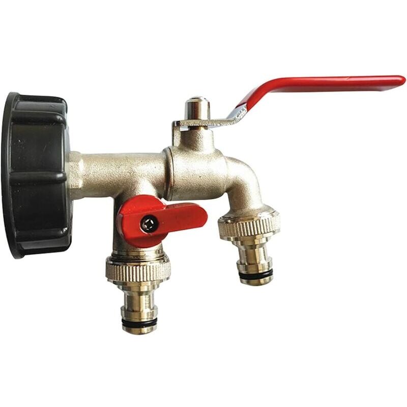 foto del prodotto rubinetto doppio da giardino da 1 2, rubinetto per serbatoio da 1000 litri, adattatore per serbatoio d acqua ibc, rubinetto per raccolta acqua