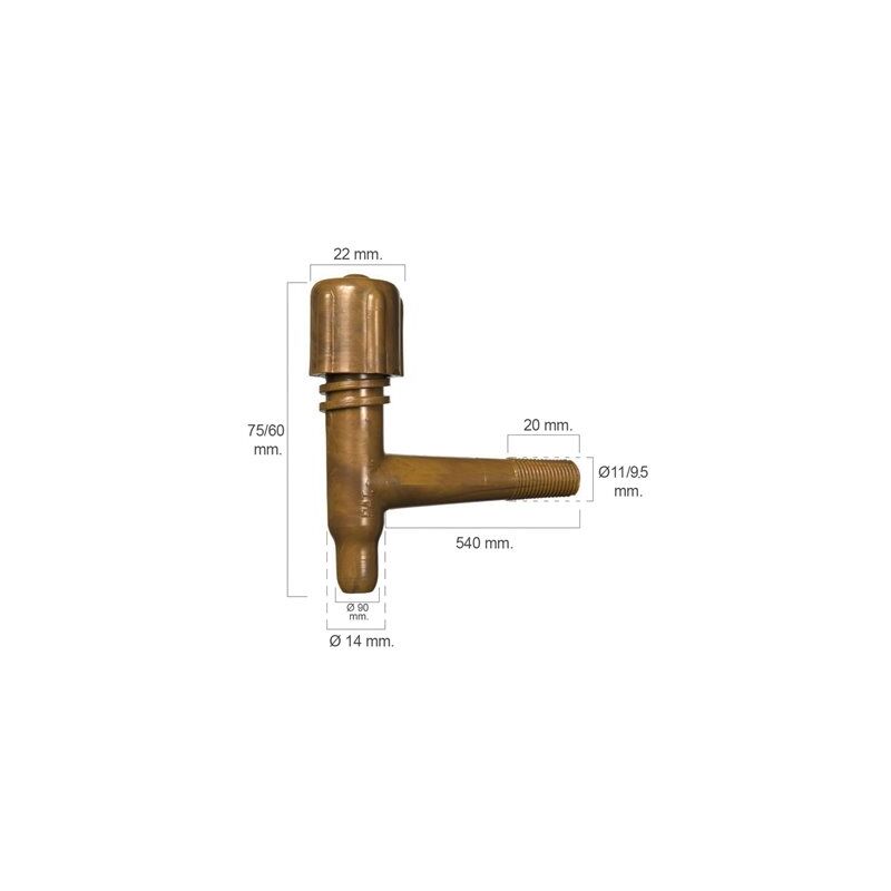 foto del prodotto rubinetto dritto in plastica tonito 20 mm filetto 11 mm