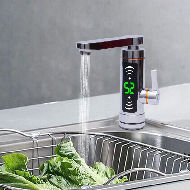 immagine 0 del prodotto rubinetto elettrico crediri, scaldabagno istantaneo, acciaio inossidabile, rubinetto girevole con display digitale a led, rubinetto per acqua calda,