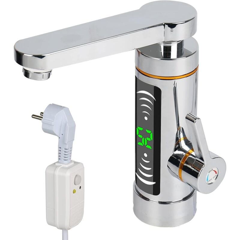 foto del prodotto rubinetto elettrico per acqua, scaldabagno girevole a 360 gradi, rubinetto per acqua, 3000 w, riscaldamento rapido, rubinetto con display della