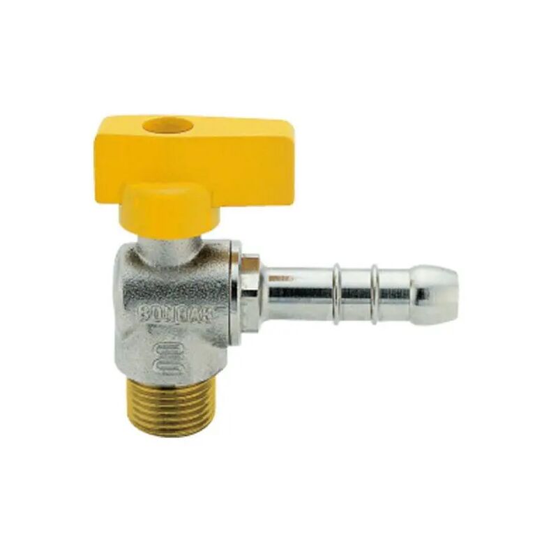 foto del prodotto rubinetto gas in ottone a squadro con farfalla per metano maschio portagomma 1 2x14 enolgas