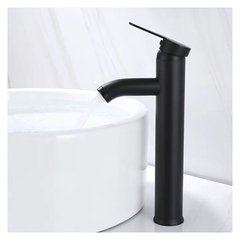 foto del prodotto rubinetto in acciaio inossidabile nero, rubinetto per lavandino caldo e freddo, rubinetto per bagno, rubinetti per acqua calda e fredda