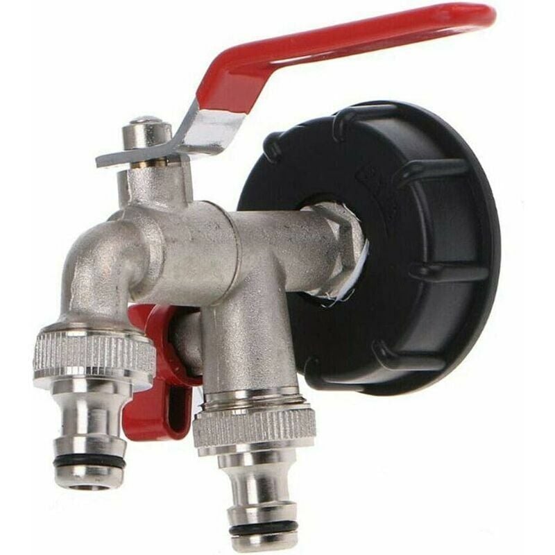 foto del prodotto rubinetto in ottone a doppia uscita ibc s60x6, diametro uscita 1 2, diametro ingresso 60 mm, per serbatoio, giardino, casa e industria