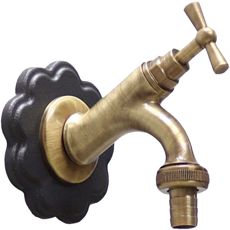 foto del prodotto rubinetto in ottone modello 303 completo di rosone margherita per casa fontana vasca lavello finitura ottone a scelta brunito