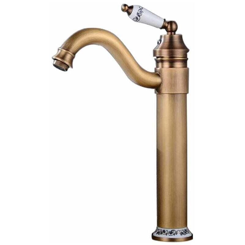 foto del prodotto rubinetto lavabo alto in ottone, rubinetto bagno con miscelatore lavabo bocca alta girevole a 360 , miscelatore lavabo regolabile caldo e freddo,