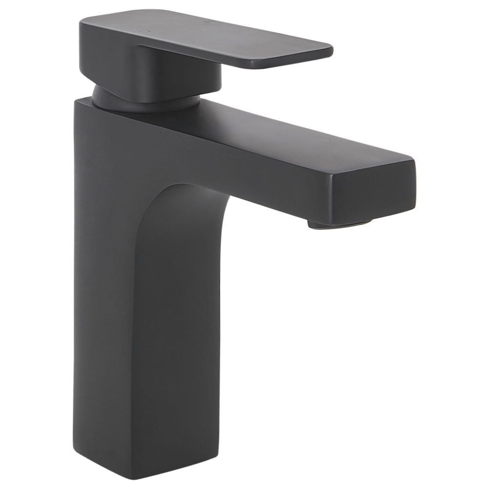 foto del prodotto rubinetto lavabo bagno in metallo nero monocomando finitura opaca rubinetto moderno