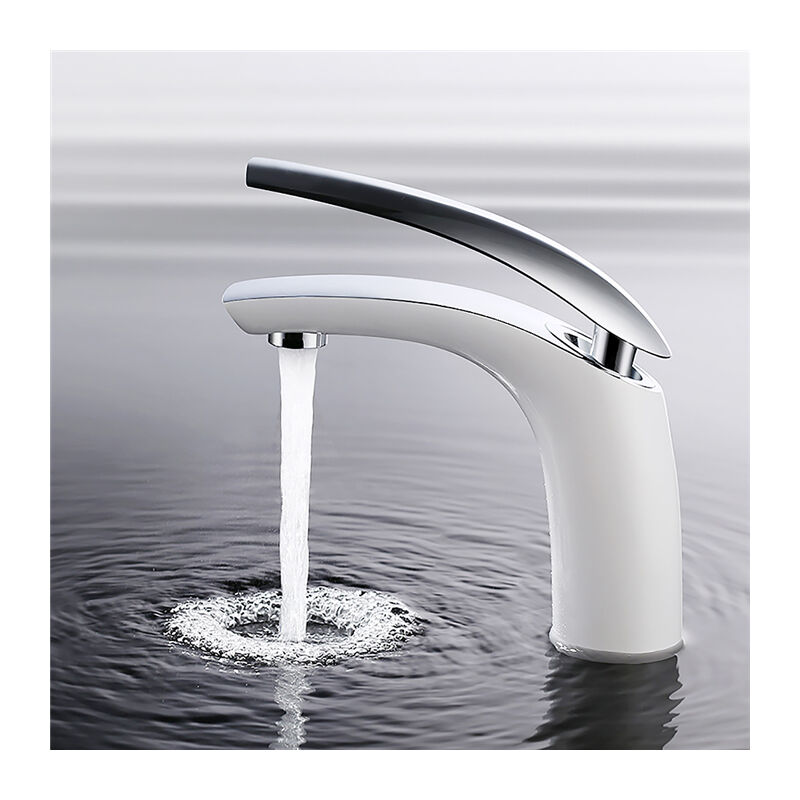 foto del prodotto rubinetto lavabo bagno monocomando bianco cromo