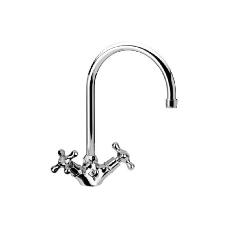 foto del prodotto rubinetto lavabo bianco serie liberty con canna alta