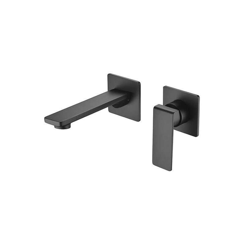 foto del prodotto rubinetto lavabo monocomando da incasso con bocca e maniglia rubinetti da bagno da incasso nero opaco