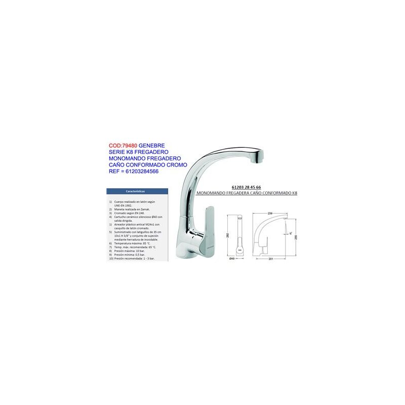 foto del prodotto rubinetto lavabo monocomando genebre k8 con sagomatura cr61203284566