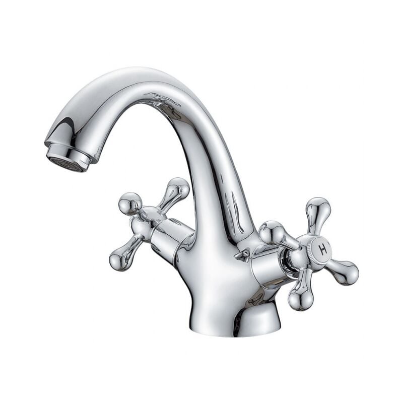 foto del prodotto rubinetto lavabo retr miscelatore bagno vintage, finitura cromo argento. rubinetto vintage