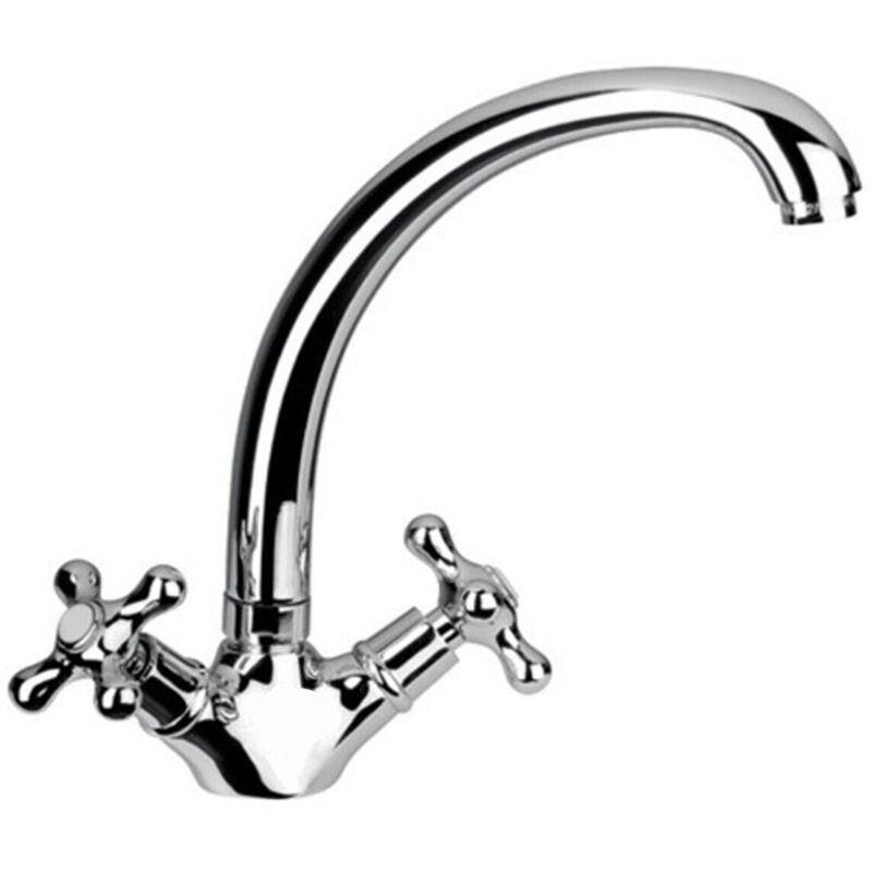 foto del prodotto rubinetto lavello bagno canna alta stile antico miscelatore lavandino cromato 91