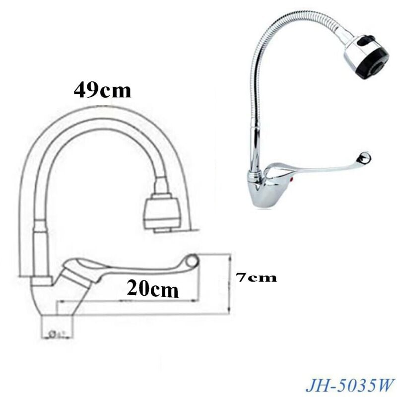 foto del prodotto rubinetto lavello cucina alta flessibile miscelatore lavandino cromato jh 5035w