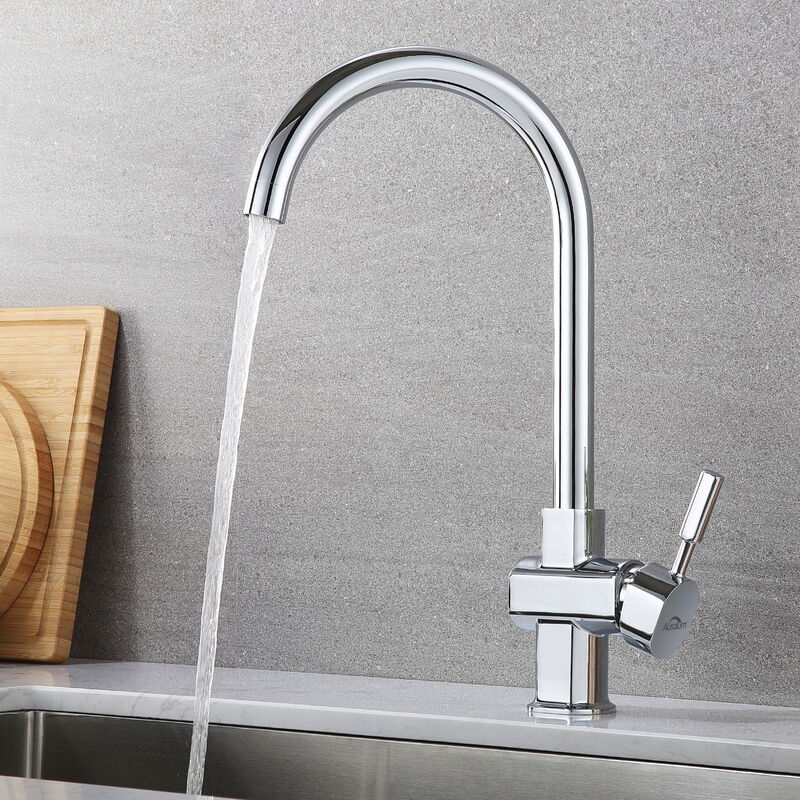foto del prodotto rubinetto lavello cucina, rubinetto cucina ad alta pressione, 360 girevole miscelatore cucina dell acqua calda e fredda, risparmio idrico auralum