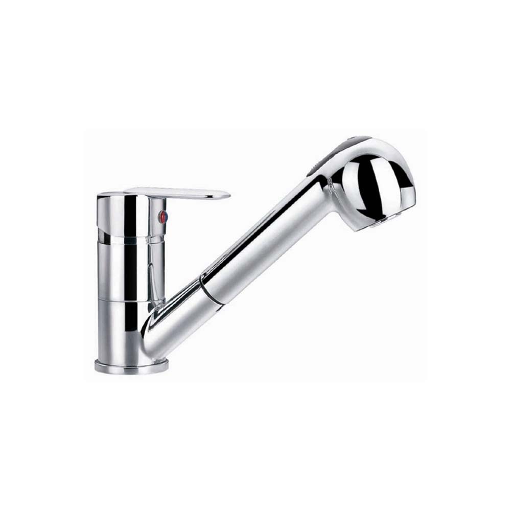 foto del prodotto rubinetto lavello serie ray bocca girevole ed estraibile, cromato
