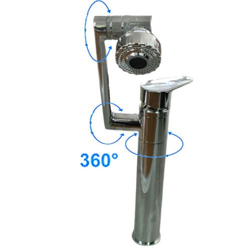 foto del prodotto rubinetto miscelatore cucina cromato monocomando rotazione 360 braccio 1802