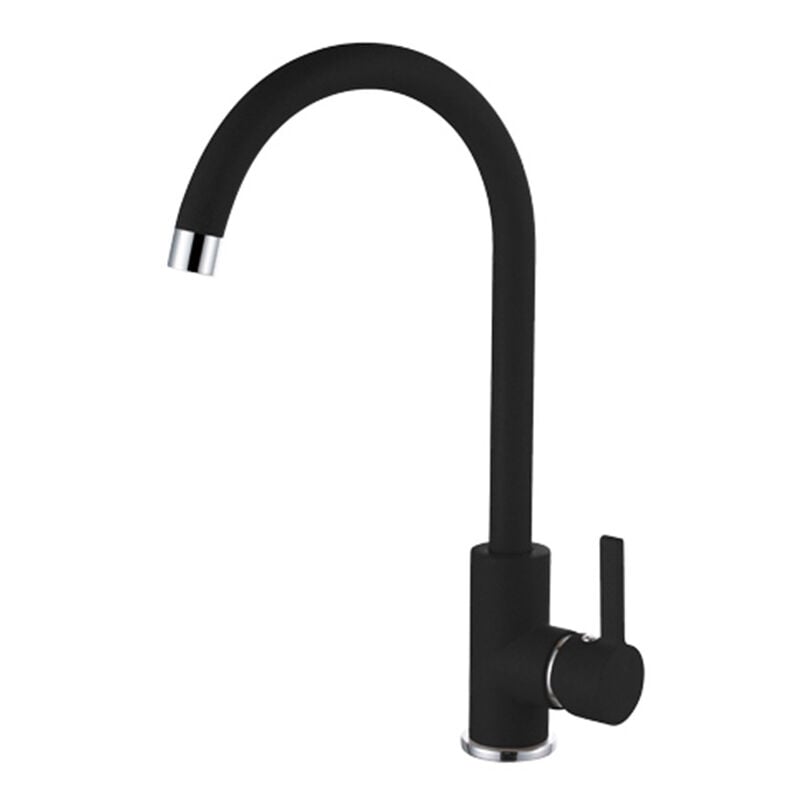 foto del prodotto rubinetto miscelatore cucina elleci canna alta monocomando nero full black mgkc0140