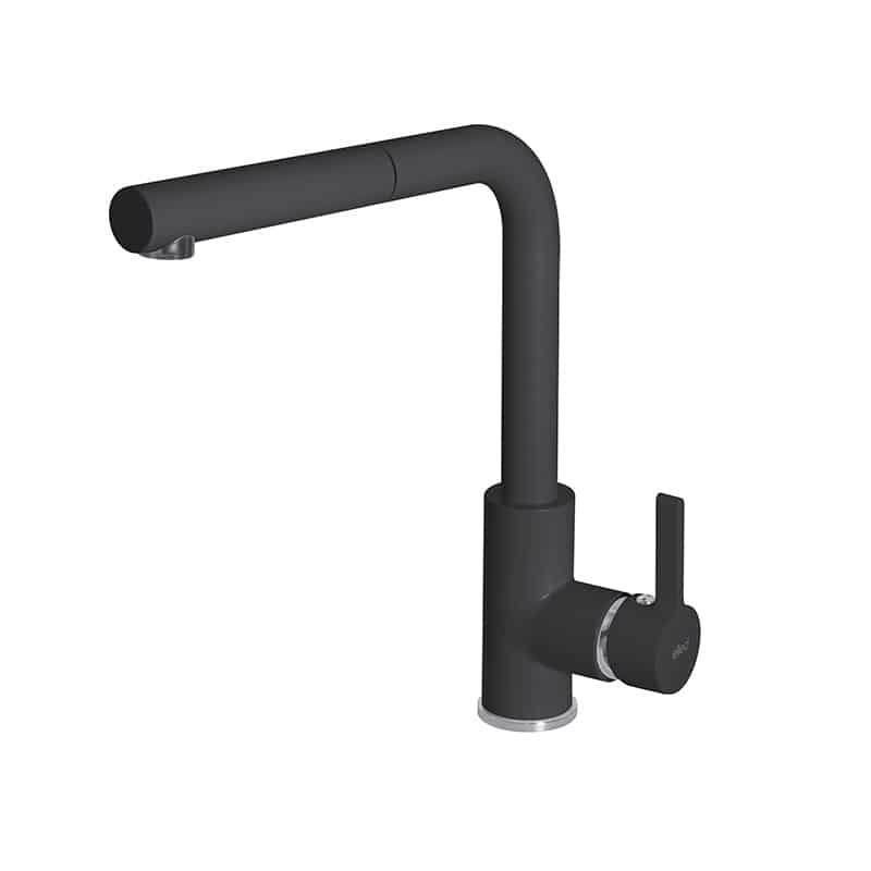 foto del prodotto rubinetto miscelatore cucina elleci monocomando doccetta estraibile nero full black mgkc0240