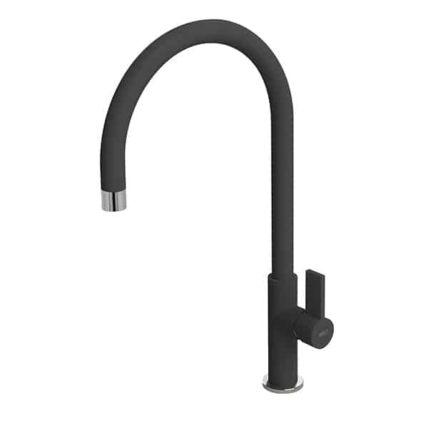 foto del prodotto rubinetto miscelatore cucina elleci volta granitek nero full black mgkvta40
