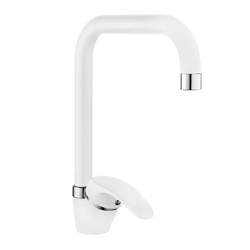 foto del prodotto rubinetto miscelatore lavello paffoni nettuno due canna alta girevole in ottone bianco