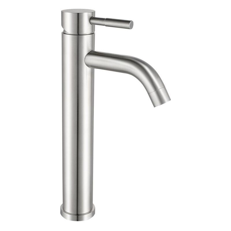 foto del prodotto rubinetto miscelatore meccanico arrotondato h29,6 cm in inox nichel spazzolato salavan