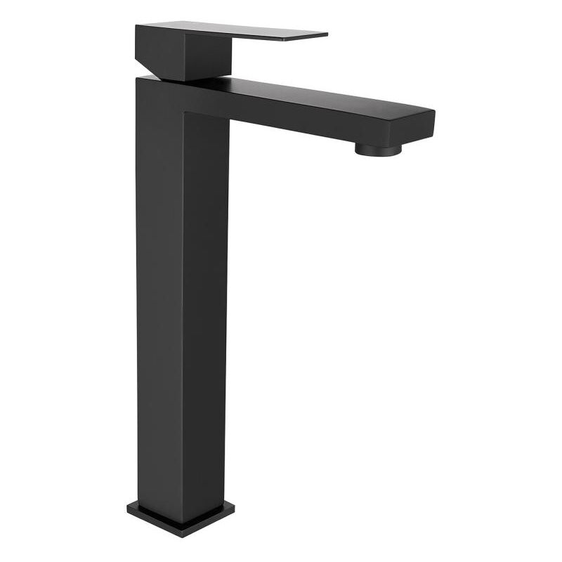 foto del prodotto rubinetto miscelatore meccanico quadrato in inox spazzolato nero opaco h31 cm canilas
