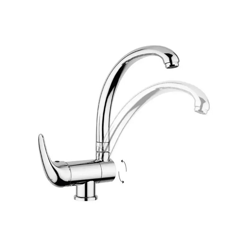 foto del prodotto rubinetto miscelatore monocomando cromato per lavello a canna reclinabile sotto finestra serie nettuno 2 3 8' paffoni