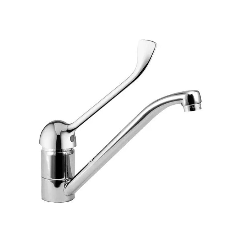 foto del prodotto rubinetto miscelatore monocomando cromato per lavello con canna bassa snodata e leva clinica serie kappa 3 8 eurorama