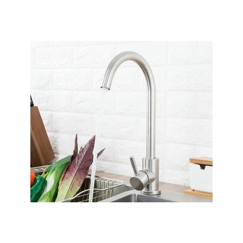foto del prodotto rubinetto miscelatore monocomando lavello cucina canna alta satinato 52812
