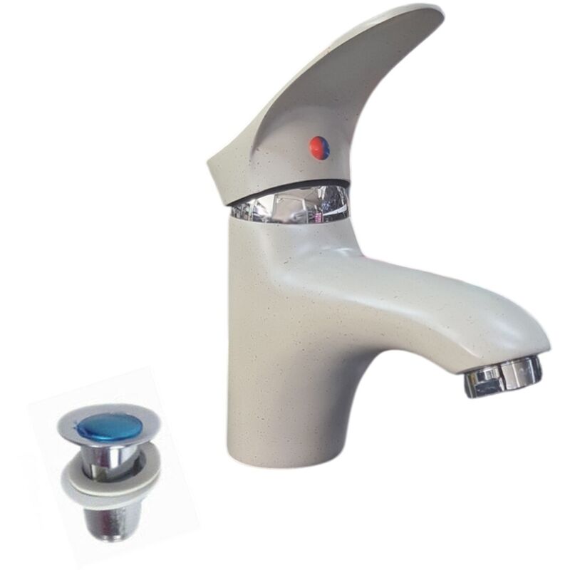 foto del prodotto rubinetto miscelatore pietra avorio casa bagno lavabo kit montaggio tappo jh8191