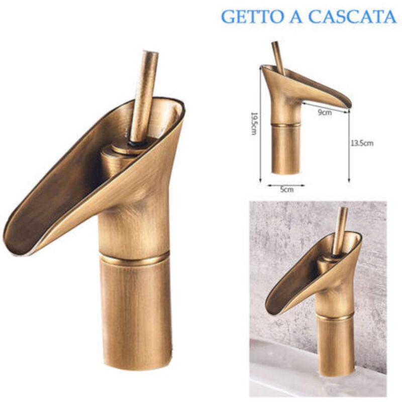 foto del prodotto rubinetto miscelatore vintage bagno canna bassa becco cascata ottone t2021