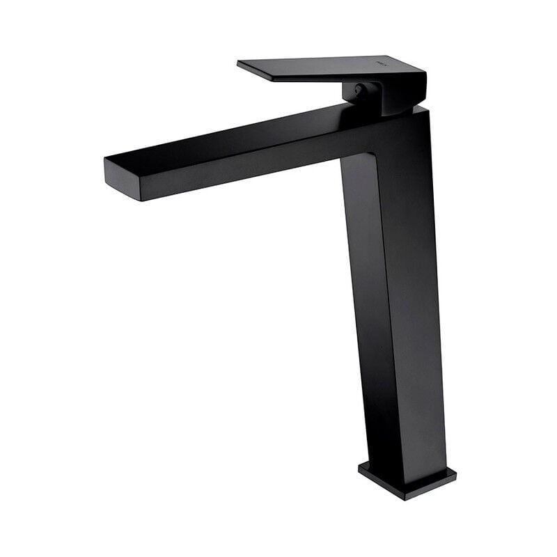 foto del prodotto rubinetto monocomando per lavabo da bagno con bocca alta per acqua calda e fredda nero opaco