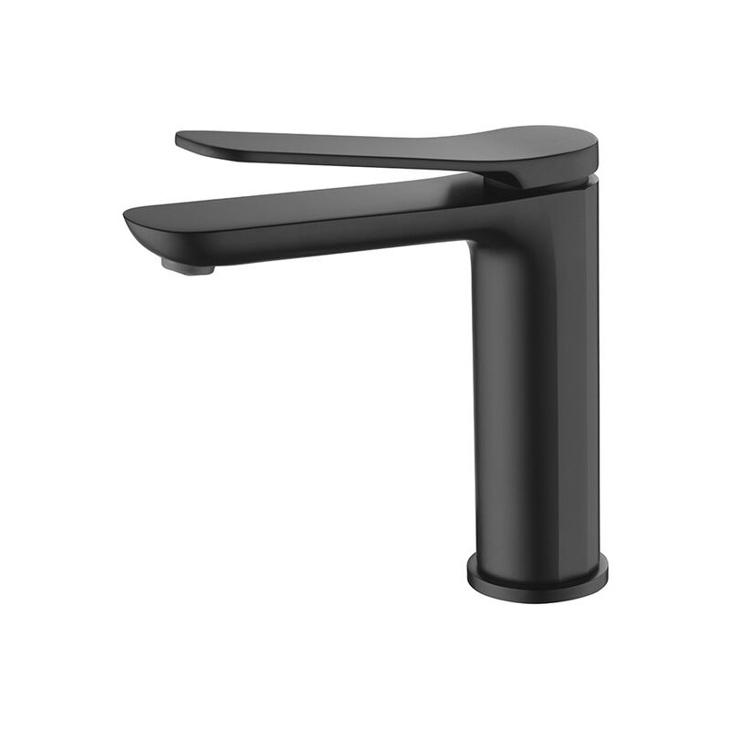 foto del prodotto rubinetto monocomando per lavabo, rubinetteria da bagno con bocca corta, nero opaco