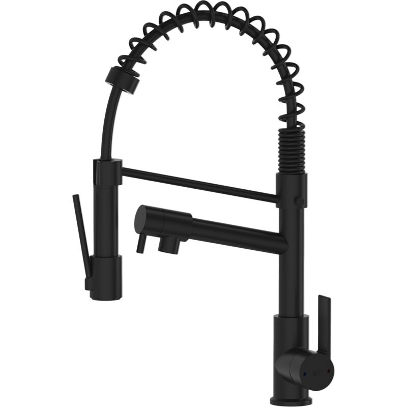 foto del prodotto rubinetto monocomando per lavello big hotto con doccetta nero essebagno