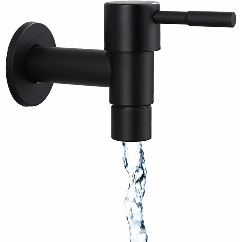 foto del prodotto rubinetto monouso nero rapido a parete per bagno
