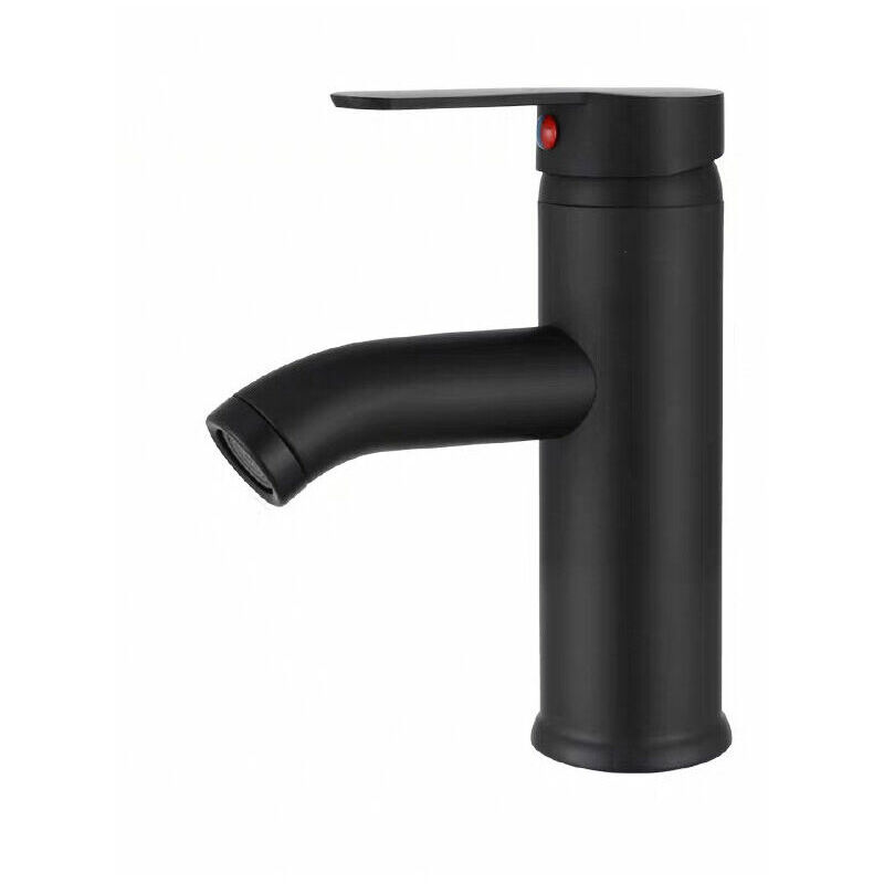foto del prodotto rubinetto nero opaco, miscelatore per lavabo in rame, acqua calda e fredda, rubinetto per lavabo opaco, design elegante e retr , rubinetto a leva