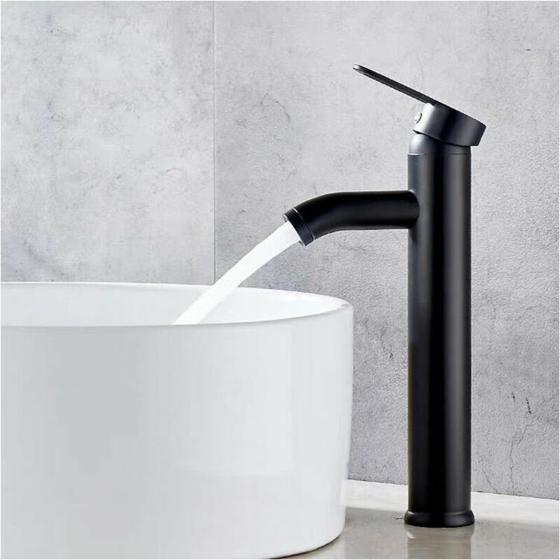 foto del prodotto rubinetto nero opaco rubinetto per lavandino del bagno in rame rubinetti per acqua calda e fredda opachi rubinetto a leva monoforo dal design
