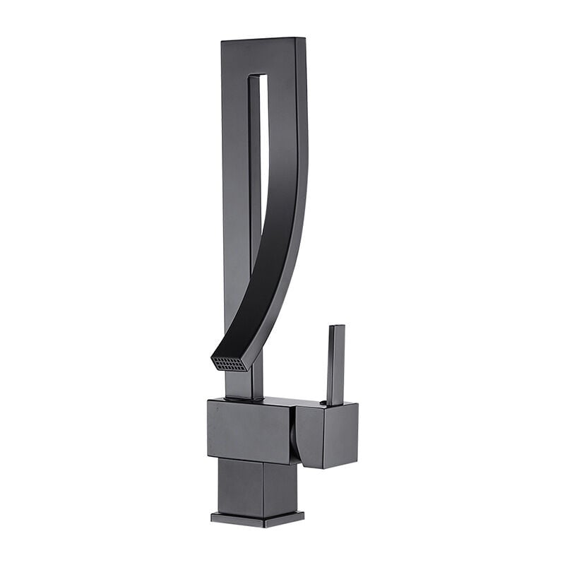 foto del prodotto rubinetto per acqua calda e fredda girevole in ottone dorato per lavabo da appoggio, rubinetto per lavello da cucina, cascata, argento