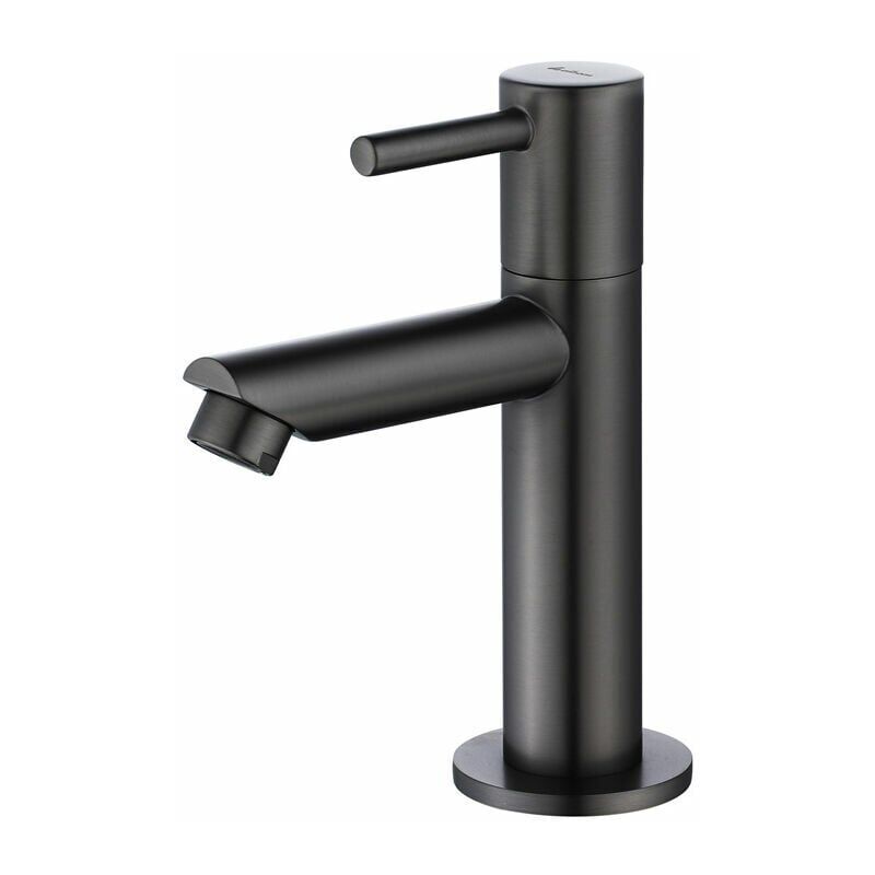 foto del prodotto rubinetto per acqua fredda grigio rubinetto per bagno nero per lavabo rubinetto con corpo in ottone per lavabo design moderno