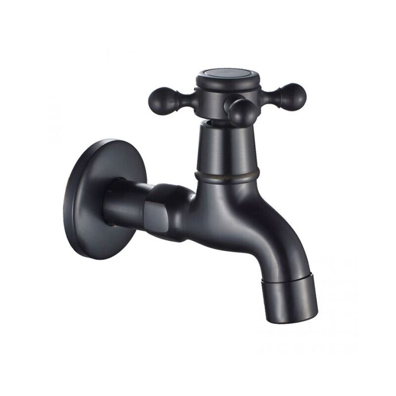foto del prodotto rubinetto per acqua fredda vintage con maniglia singola, interfaccia g1 2 nero rubinetto per lavabo da bagno a parete