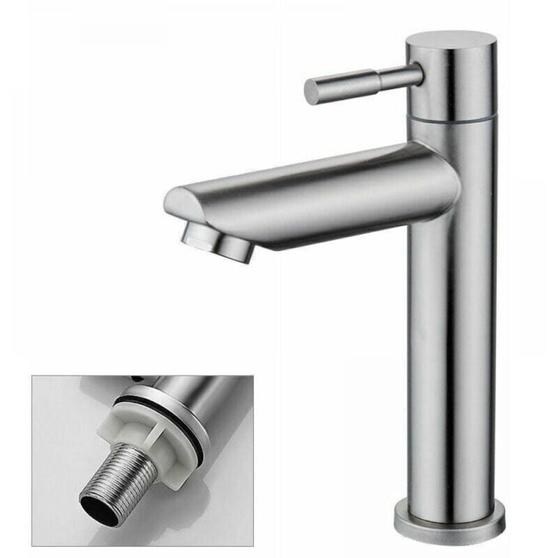 foto del prodotto rubinetto per bagno 1 pezzo, rubinetto per lavandino solo acqua fredda, rubinetto per lavaggio a mano in rame cromato resistente rubinetto per