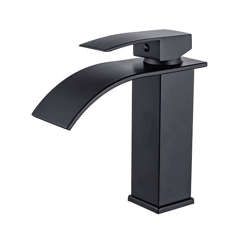 foto del prodotto rubinetto per bagno a cascata nero, miscelatore per lavabo a cascata, rubinetto per lavabo a cascata in ottone con acqua calda e fredda disponibile
