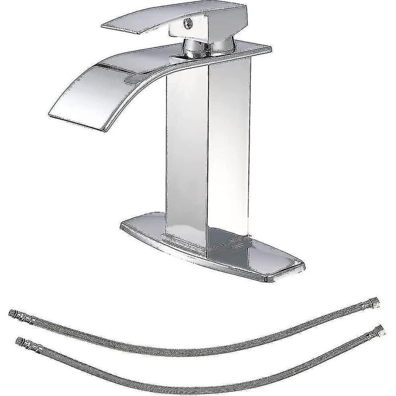 foto del prodotto rubinetto per bagno con beccuccio a cascata, rubinetto per lavabo con maniglia singola