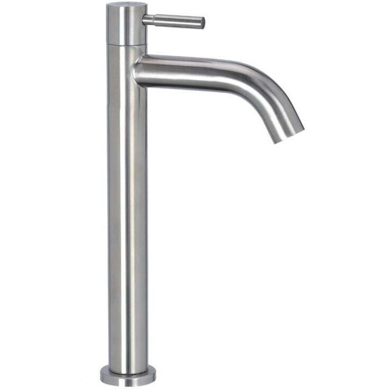 foto del prodotto rubinetto per bagno con maniglia singola in acciaio inossidabile, rubinetto per lavabo con acqua calda e fredda