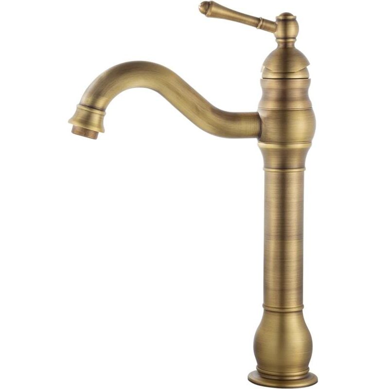 foto del prodotto rubinetto per bagno in ottone anticato, rubinetto per bagno ad alta pressione, leva singola, miscelatore per lavabo, rubinetto per lavabo a 360 ,