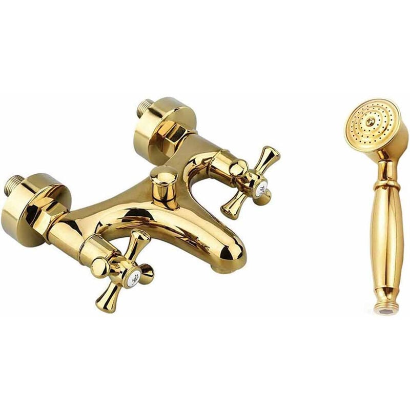 foto del prodotto rubinetto per bagno miscelatore doppio comando manopola vasca in ottone oro lucido