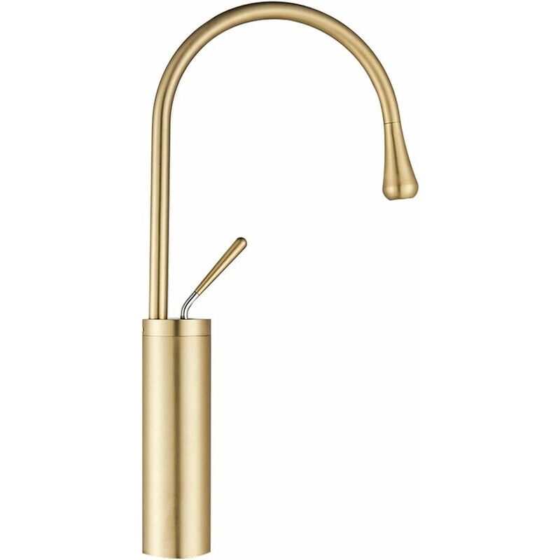 foto del prodotto rubinetto per bagno rubinetto per lavabo in oro spazzolato miscelatore per lavabo monocomando alto in ottone